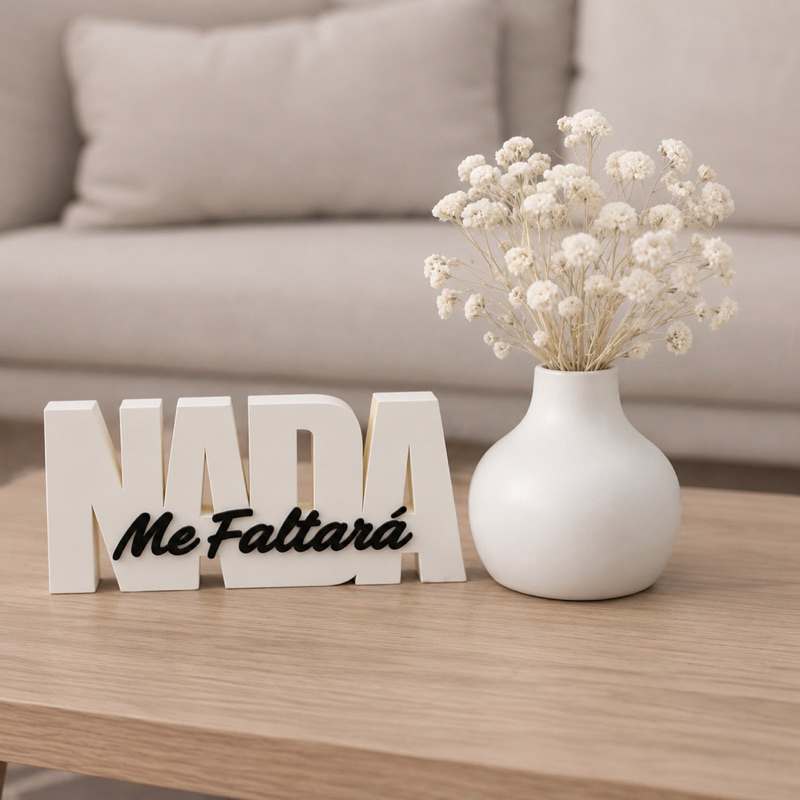 Vaso Decorativo Escultura Minimalista Enfeite Kit  Nada Me Faltará Design Moderno Elegante Religioso