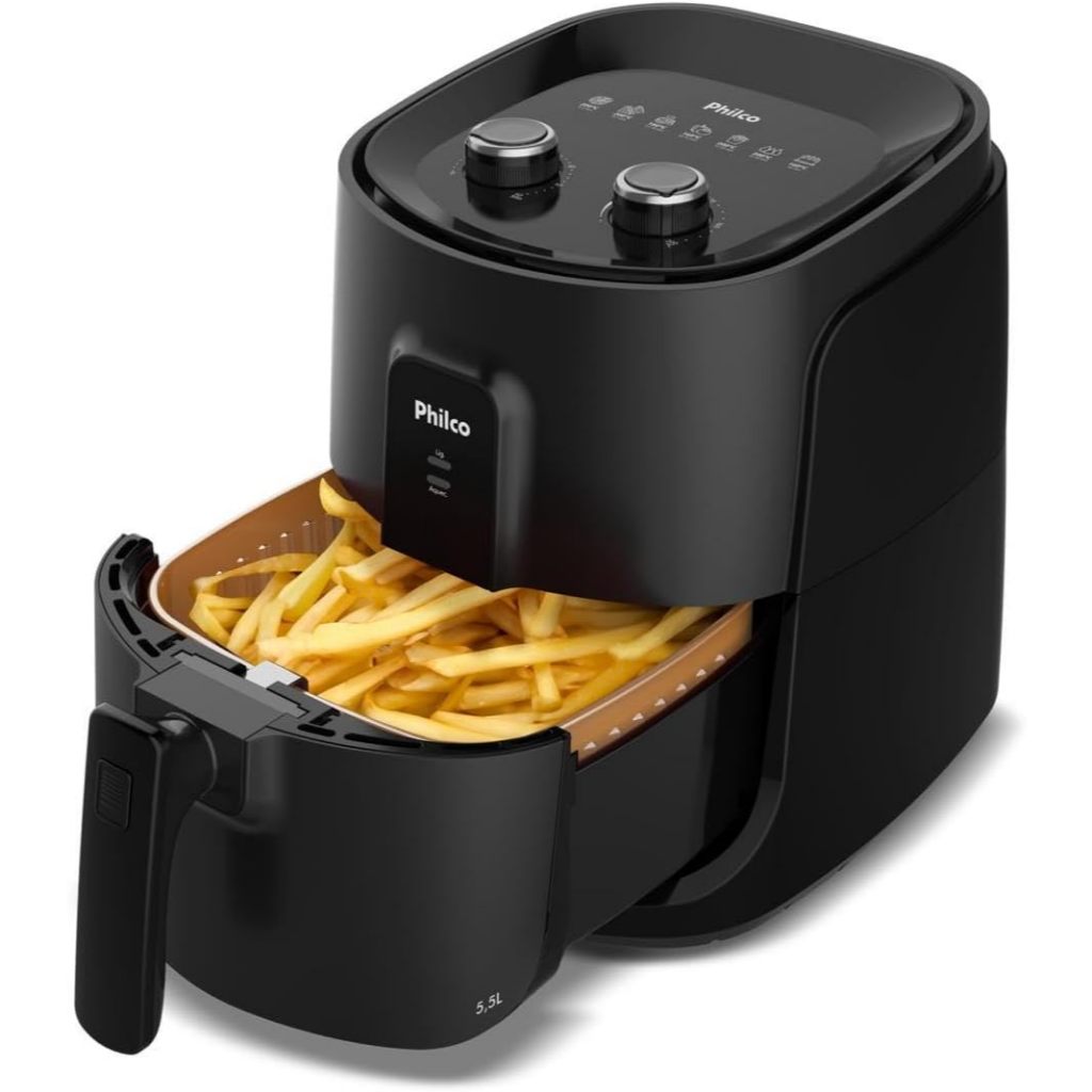 Fritadeira Air Fryer Philco 5,5L 1500W PAF55A Cesto Quadrado.