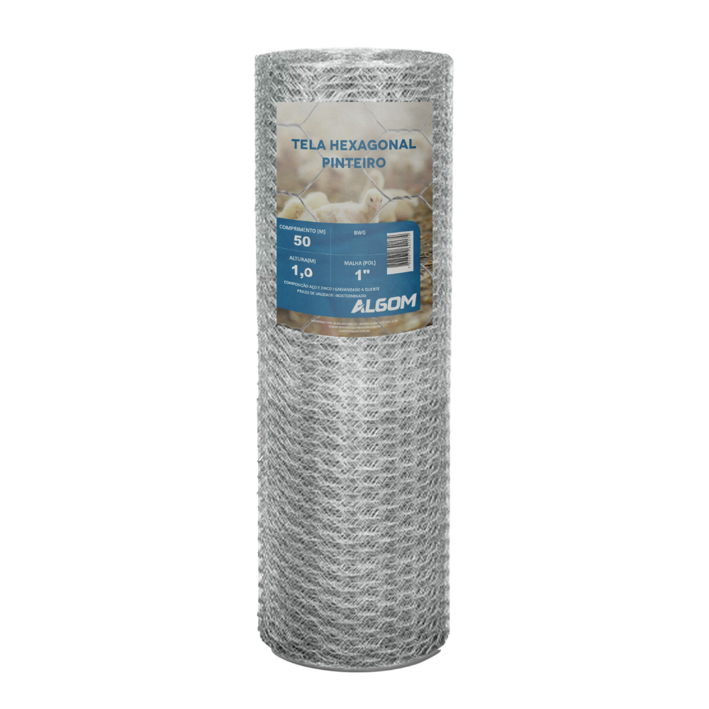Tela Hexagonal Pinteiro 1" 1,00 x 50m Fio 0,56mm Algom