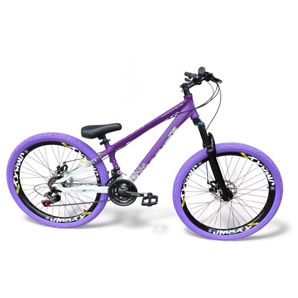 Bicicleta VikingX Tuff44 Câmbios 21V Rodas Vmaxx Pneu Flame Roxo - Roxo Branco