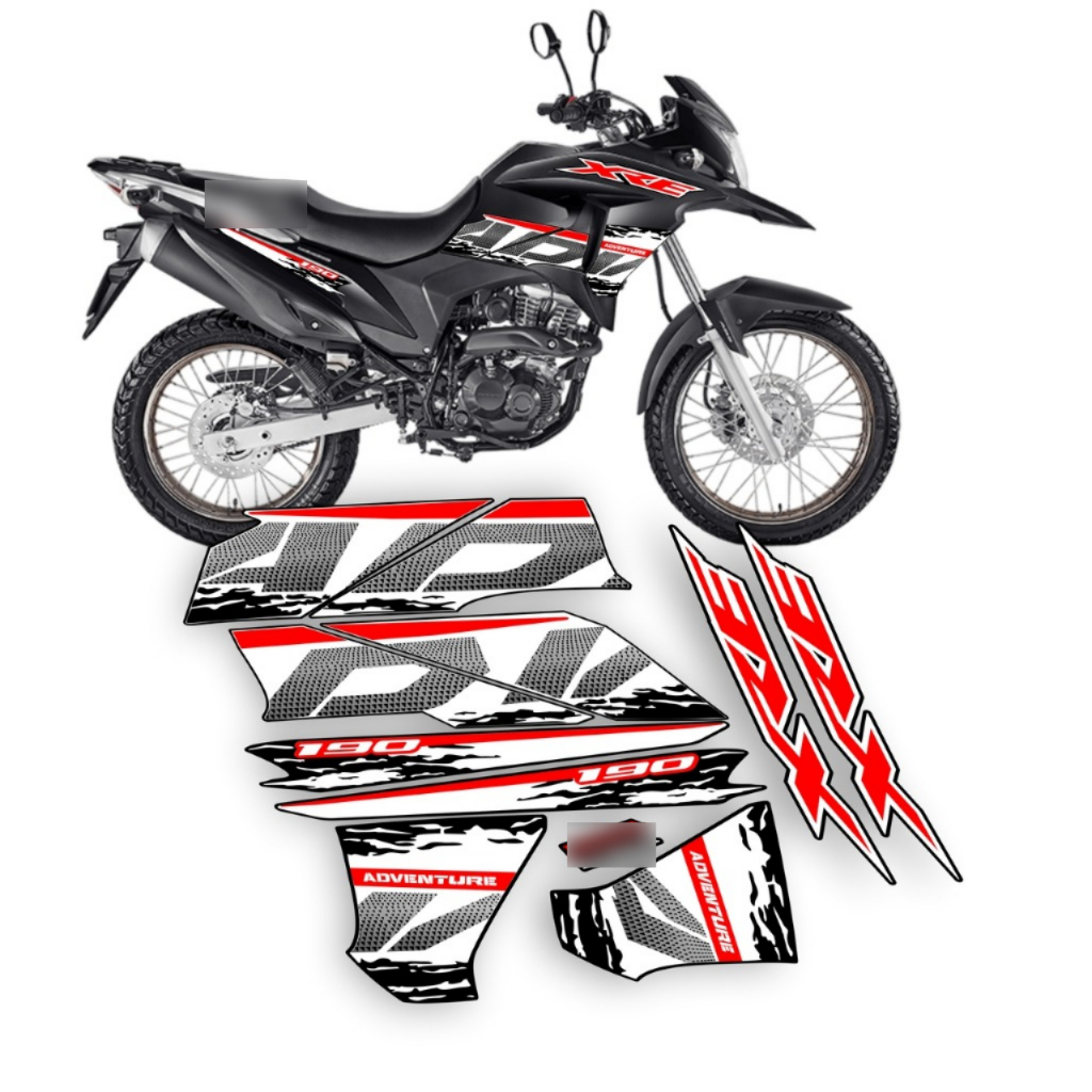 Kit Adesivos Compatível Com XRE 190 Adventure 2016 a 2024 Moto Preta Varias Cores