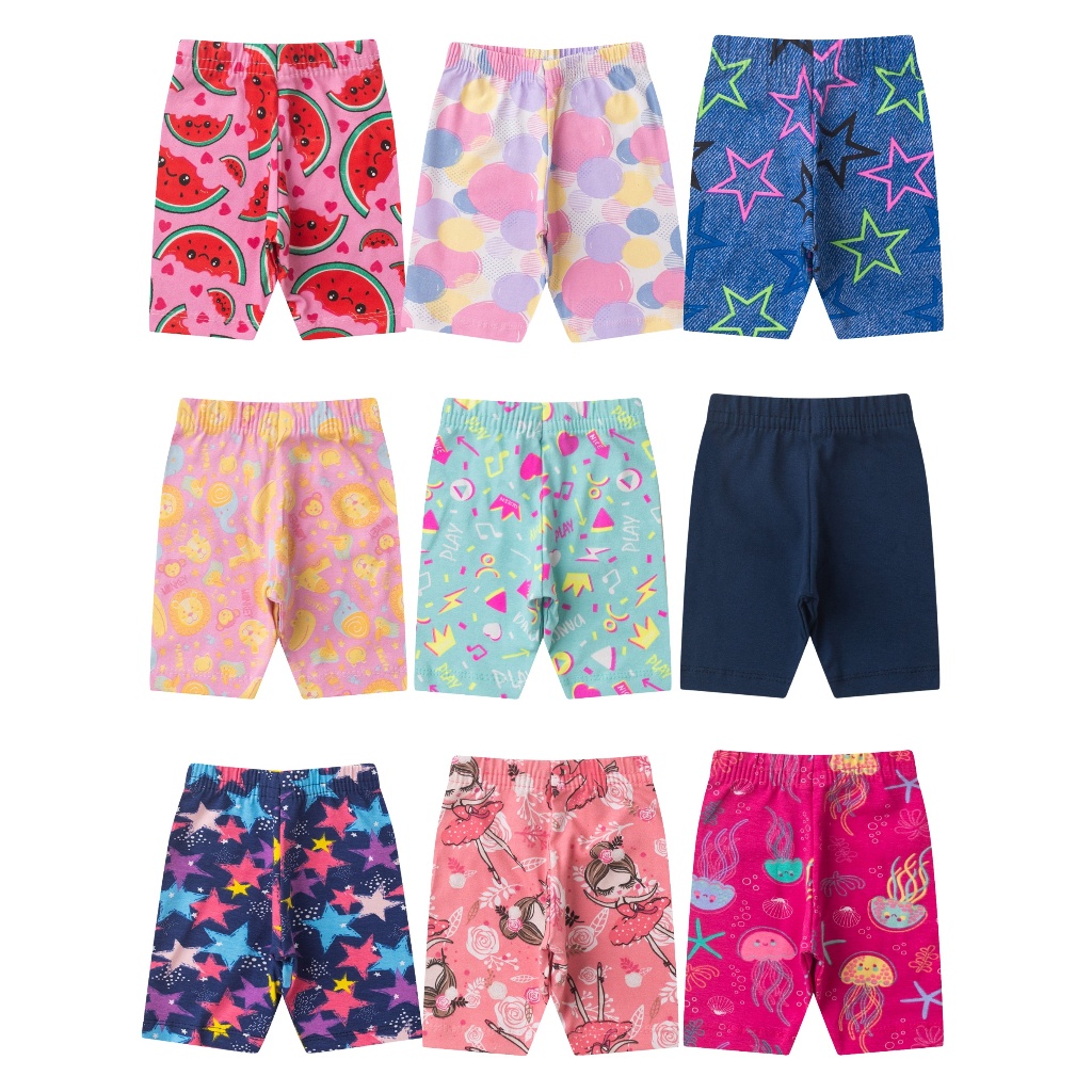 Kit de 2, 3 ou 5 Peças Bermudas Ciclista Infantil Cotton Menina Premium 1 ao 8 Verão Feminino · foto 2