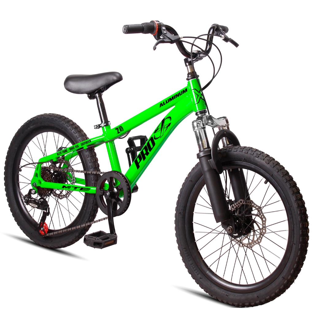 Bicicleta Aro 20 Pro-X MTB Alumínio 6 Marchas Freio a disco e Suspensão infantil Menino 6 anos