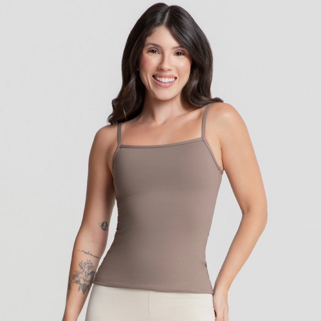 Camiseta Alça Fina Fitness Blusa Feminino Liso Poliamida Tank Top Slim Camiseta Academia Verão