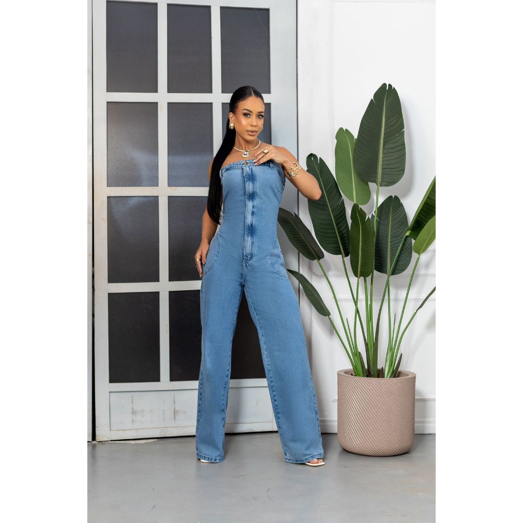 Macacão Jeans Tomara que Caia Sky Oxy Feminino