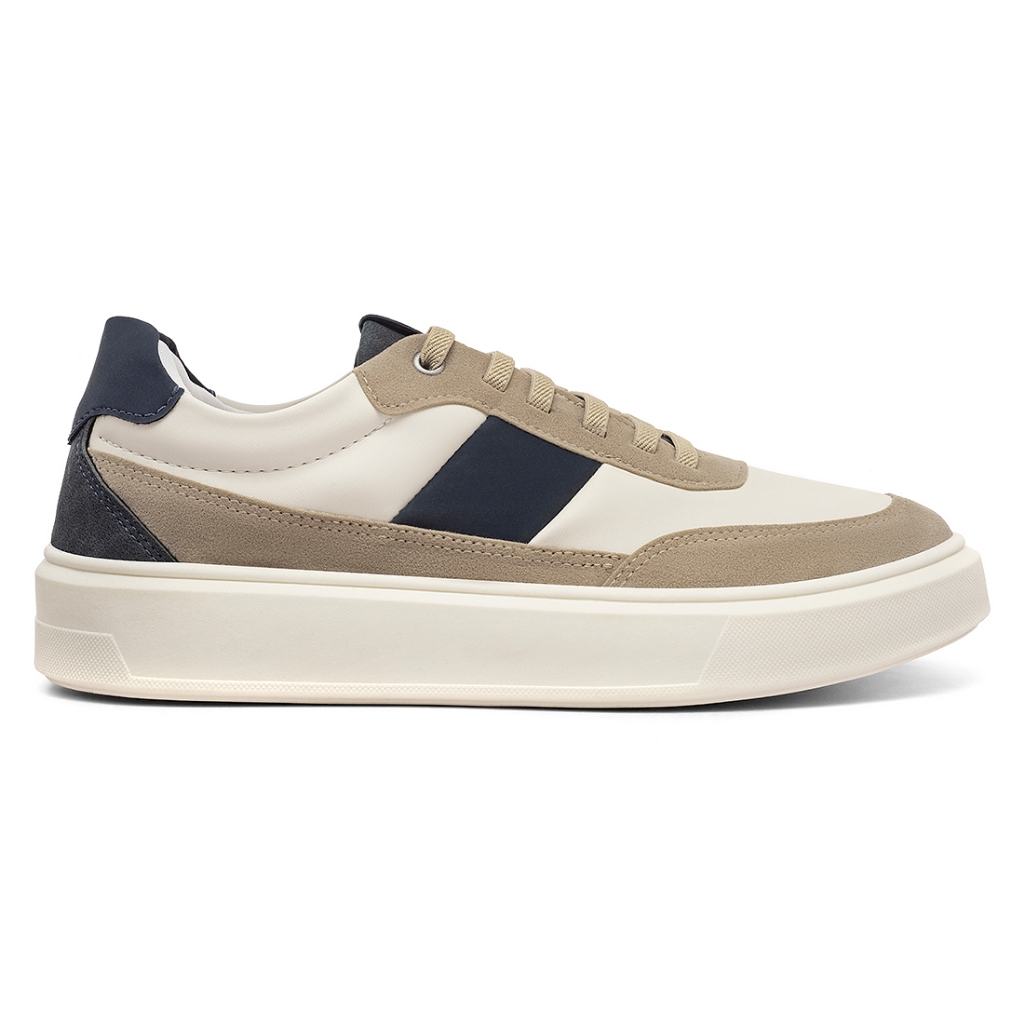 Tênis Masculino Casual Bege Azul Sneaker Premium Confortável Sola Reta Moderno Streetwear Fashion Leve Urbano Luxo Top