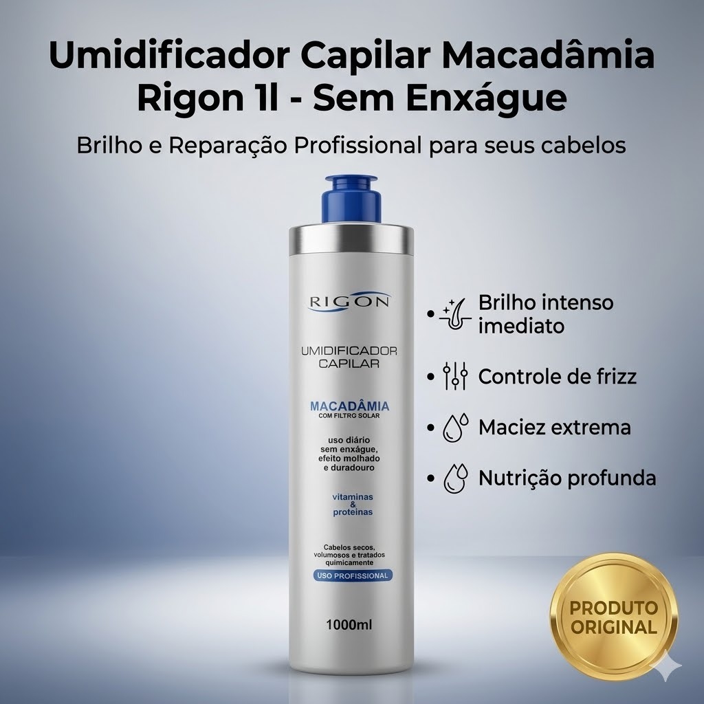 Umidificador Capilar Macadâmia Rigon 1l - Sem Enxágue
