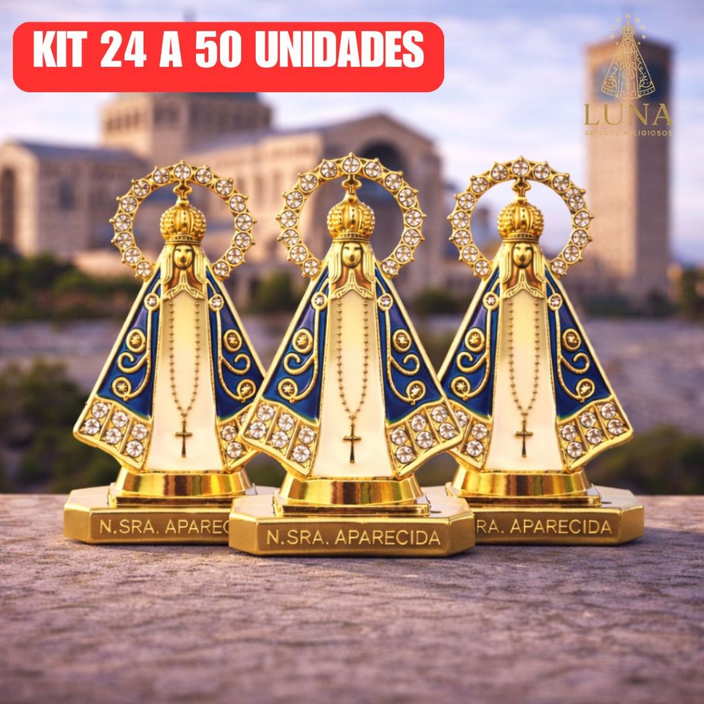 Kit 24/48/50 Santinha Nossa Senhora Aparecida Painel Para Carro Caminhao Mesa Dupla Face