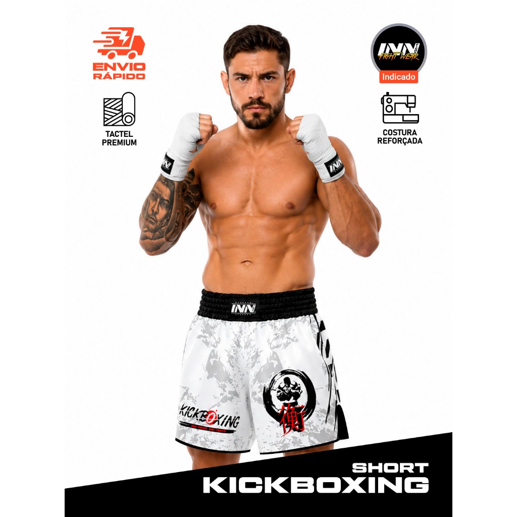 Short Kickboxing Champion White Fury Mode Unissex