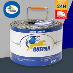 Arame Farpado Galvanizado Alta Resistência Cerca Rural Gado e Segurança 50m Fio 18
