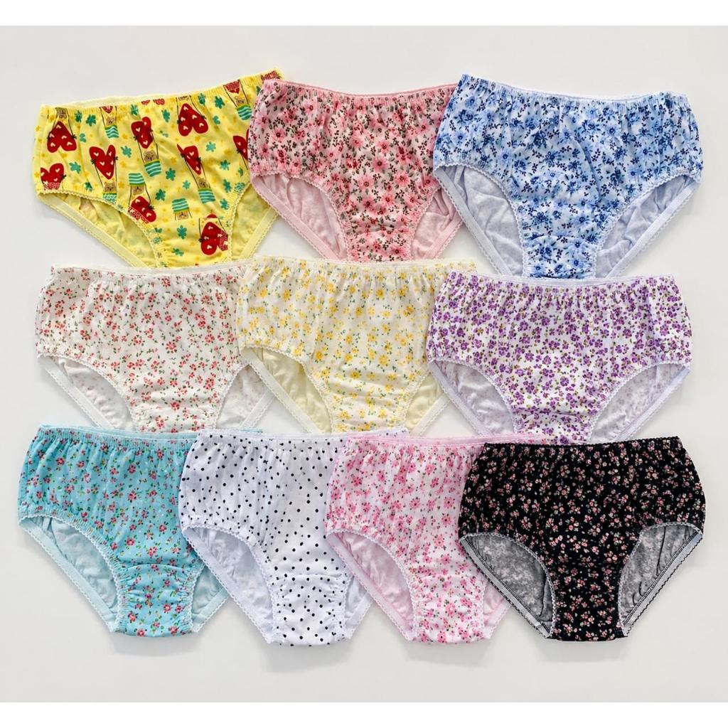 Kit 10 Calçolinha Infantil Algodão Lisa e Estampa Conforto Calcinha Comportada