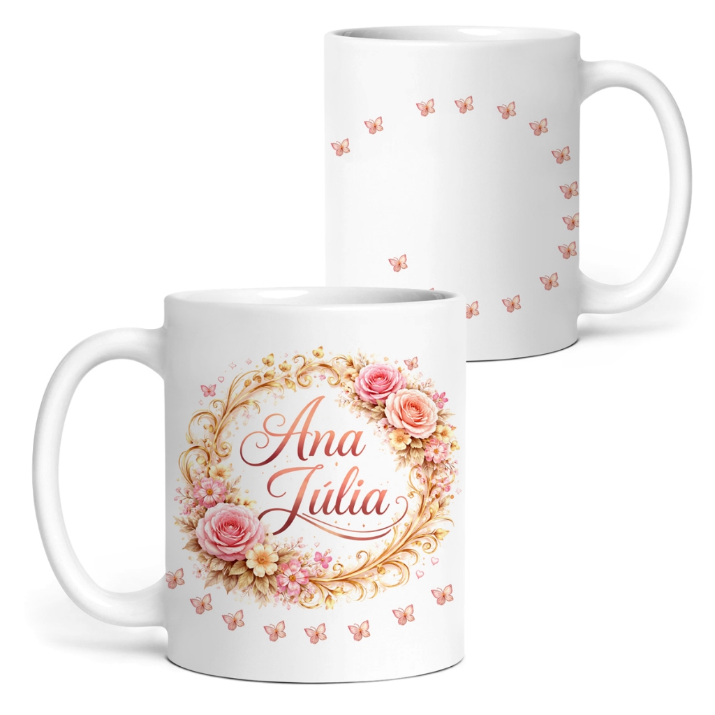Caneca Nome Ana Júlia 01 Nomes Femininos 325 Ml Branca