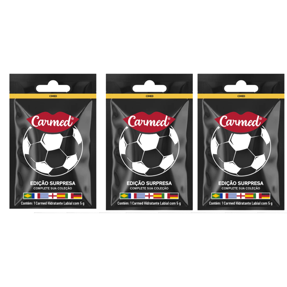 Kit com 3 Hidratante Labial Carmed Seleções Campeãs Edição Surpresa 5g