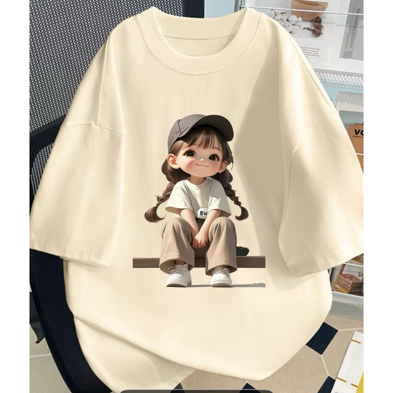 Camisa Camiseta Feminina MENINA 3D Estilosa Confortável Gola Redonda Em Várias Cores 100% Algodão
