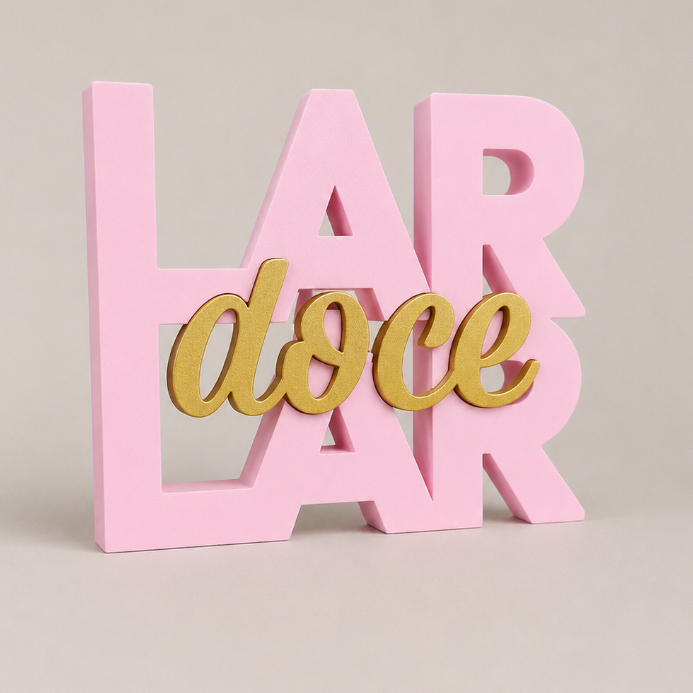 Placa Letreiro Decorativo Lar Doce Lar Moderno para Sala Quarto Ideal para Decoração de Casa