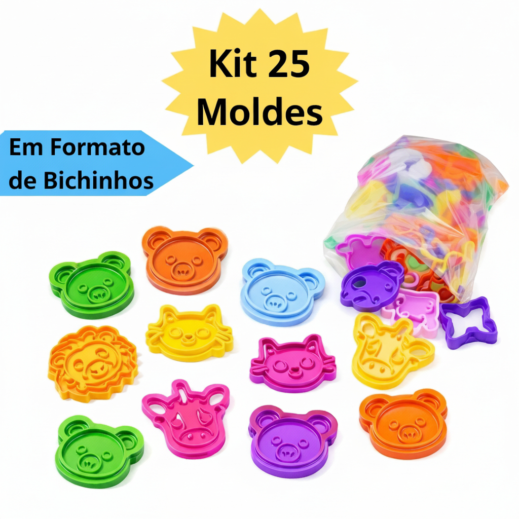 Kit 16 Moldes Cortadores de Massinha Infantil – Forminhas para Modelar, Lembrancinha de Festa e Uso Escolar