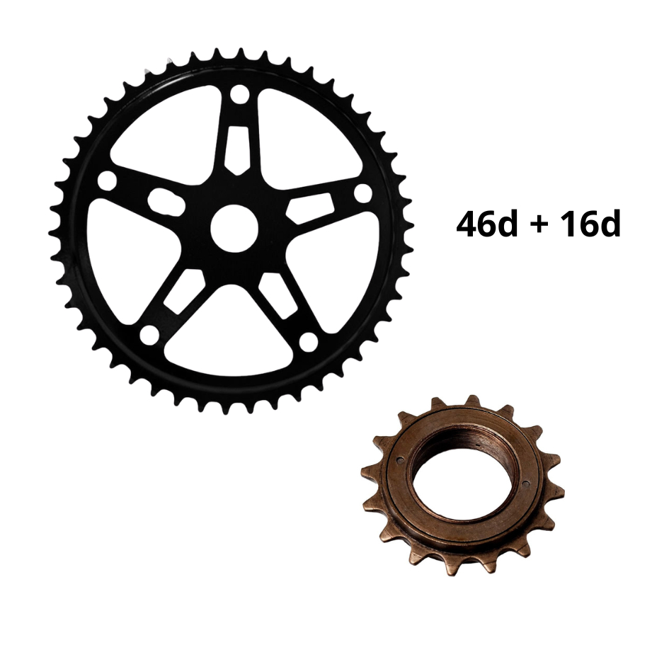 Kit Relação Bike Sem Marcha Coroa Roda Dentada 46 Dentes + Catraca Roda Livre 16 18 20 22 24 Dentes