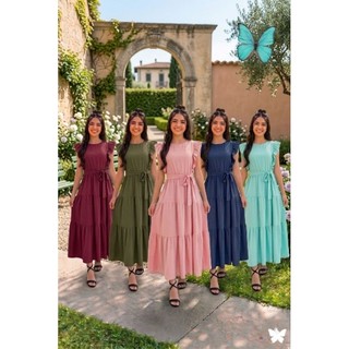 Vestido Juvenil Babado Infantil Midi Manga Princesa Três Marias Moda Evangélica Com Faixa Cinto