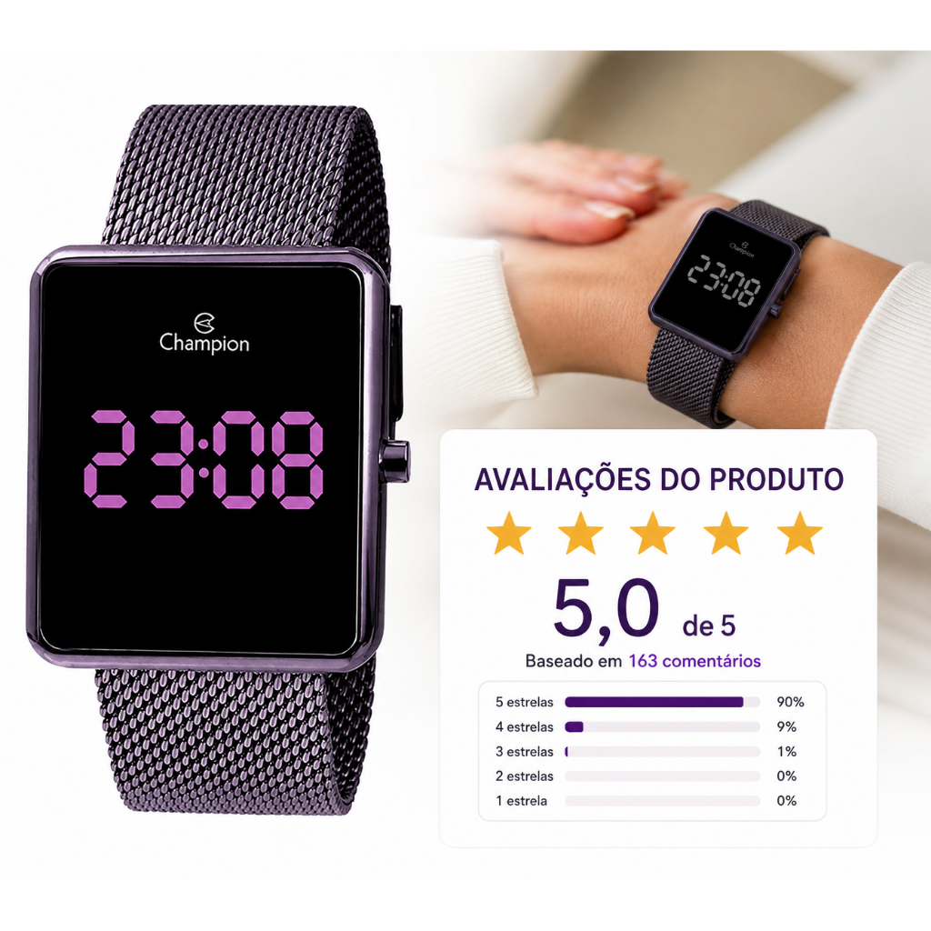 Champion ROXINHO original Relógio LED Digital Com Garantia e nota fiscal moderno casual Prova Dágua