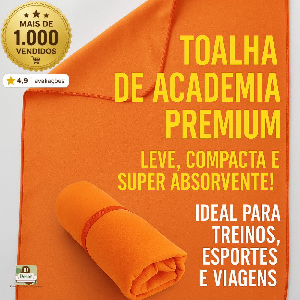 Toalha de Academia Super Absorvente – Compacta, Leve – Esporte e Viagem