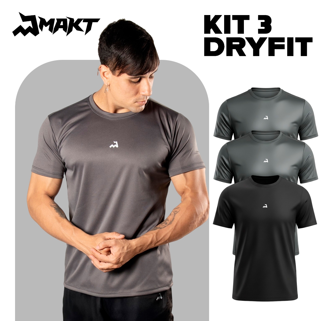 Kit 4 Camisetas Dry Fit Masculina Premium Academia Fitness Corrida Respirável Makt Basic Performance