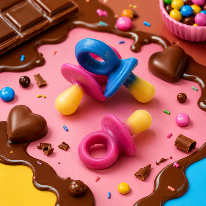 1~10 Forma Simples em Acetato BWB Para Bombom, Doces Dia Das Crianças e Infantil (i7)319 Bombom Chupetinha. (CHOCO) · foto 2