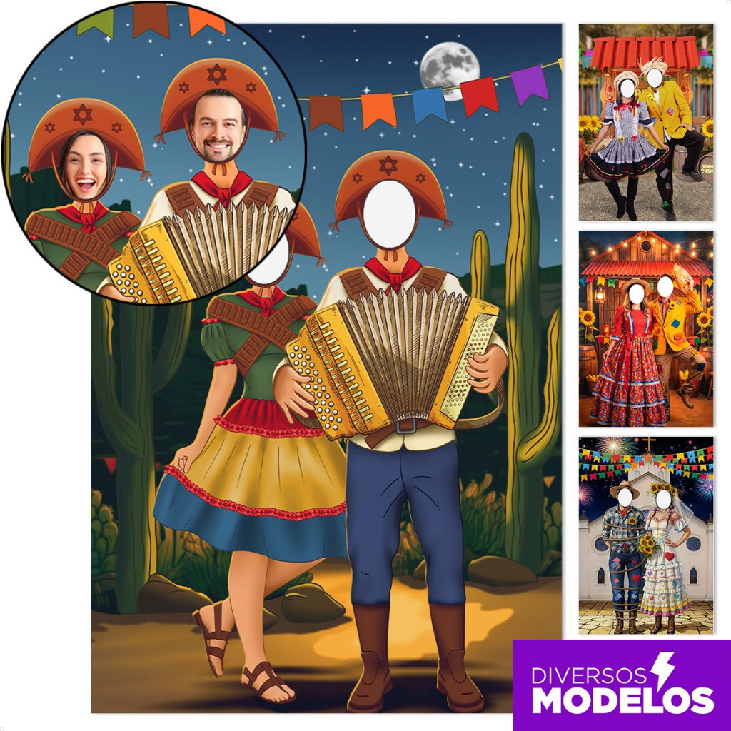 Painel Festa Junina Decoração Interativo Arraiá Retangular Vazado para Foto Sublimado Tecido 1,5x2,2