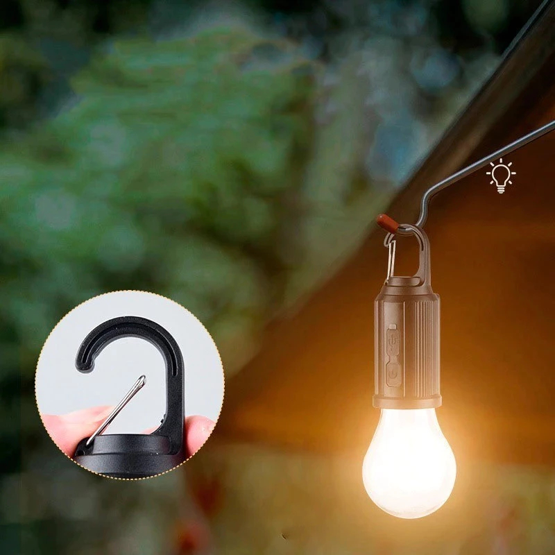 Lâmpada Led Recarregável Para Acampamento Iluminação Ajustável Com Gancho