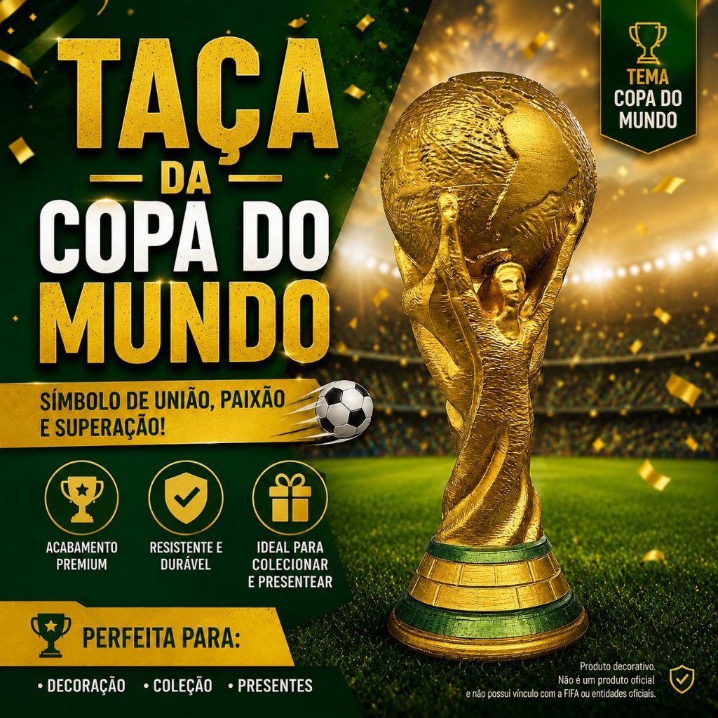 Trofeu Taça da Copa do Mundo 2026 Decoração Casa Tamanho Real