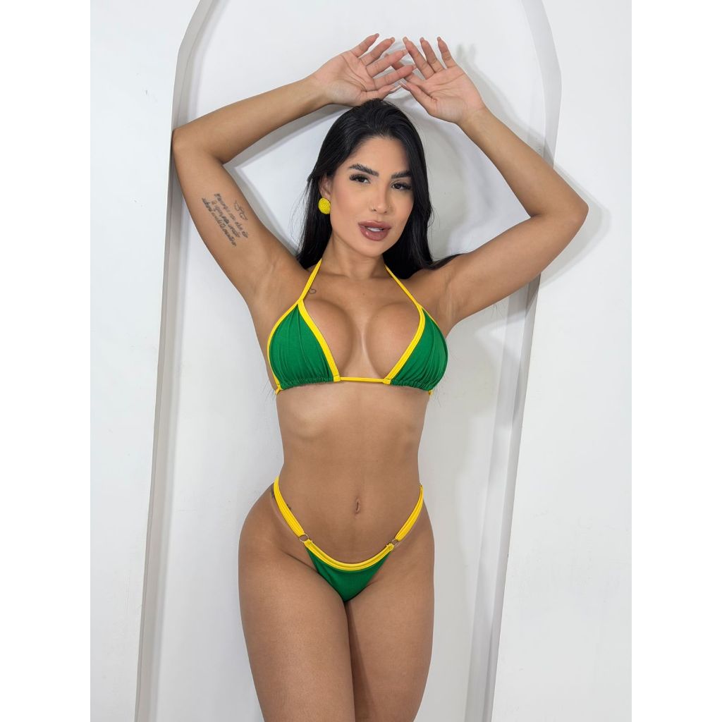 BIQUINI MARQUINHA CORTININHA BRONZE VERÃO COPA BRASIL VERDE 2026