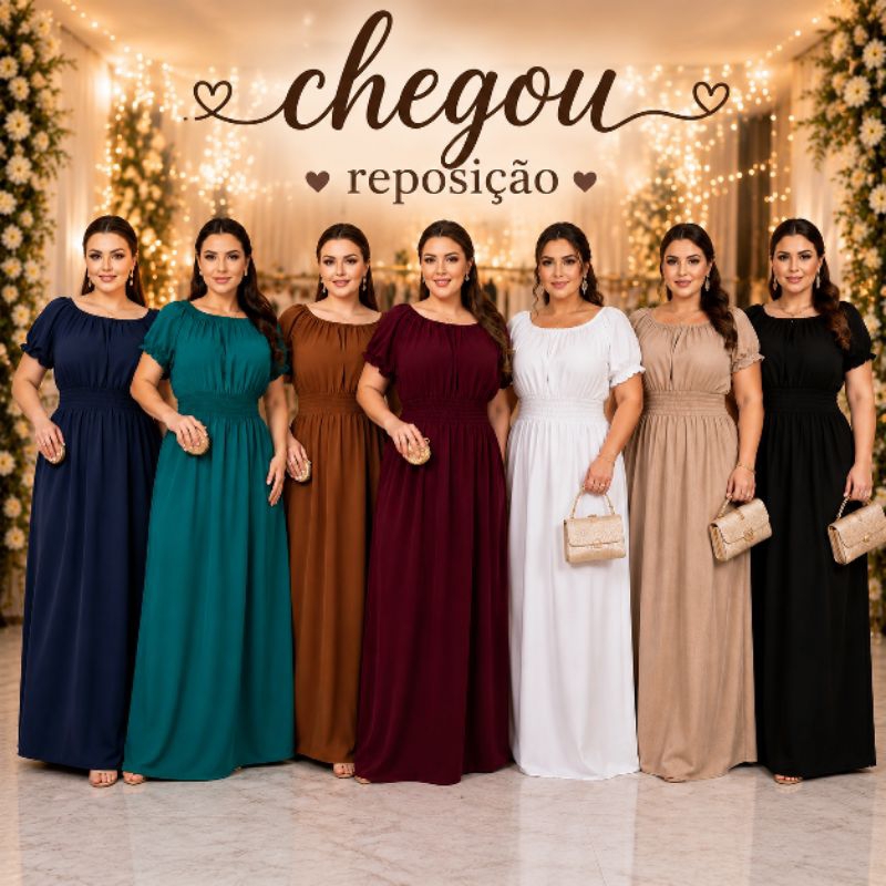 Kit 2 Vestidos Lisos Femininos Longos Manga  Curta Cumprido Luxo Evangélico.