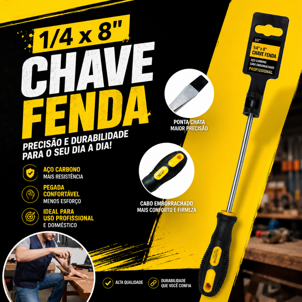 Chave De Fenda 1/4 8'' Peça Imantada Startools