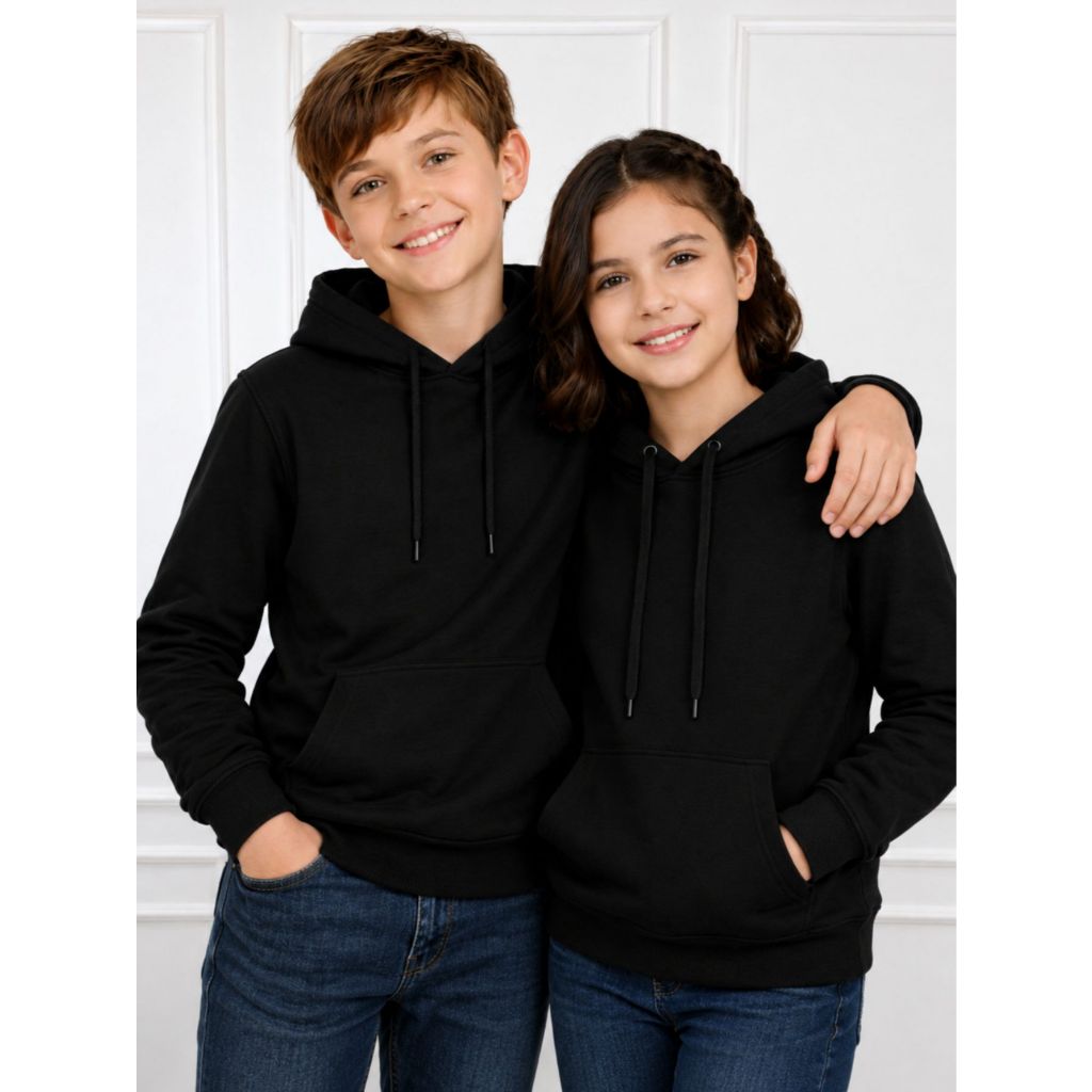 Blusa Moletom Infantil Unissex Casaco Grosso Peluciado com Capuz Canguru Liso Quentinho