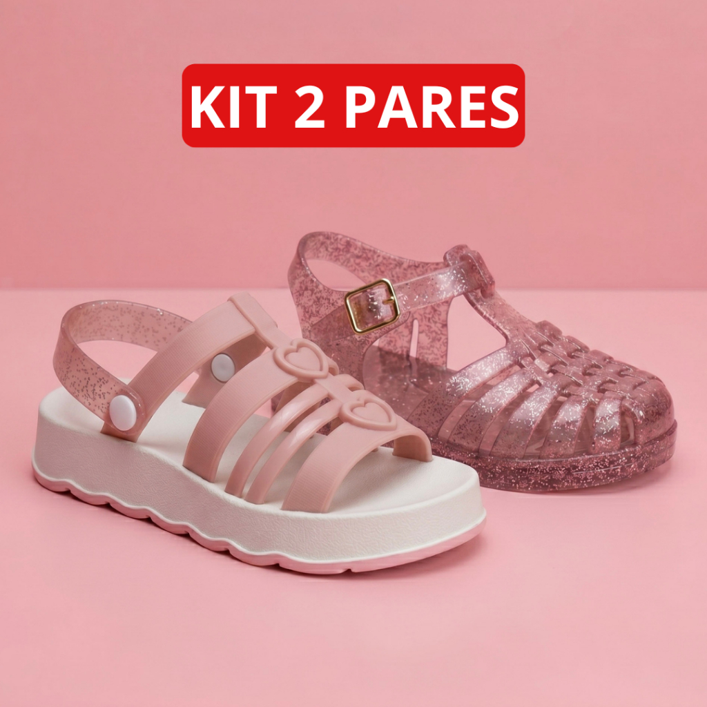 Kit 2 Pares Sandália Infantil Menina Xereta Leve Confortável Estilosa
