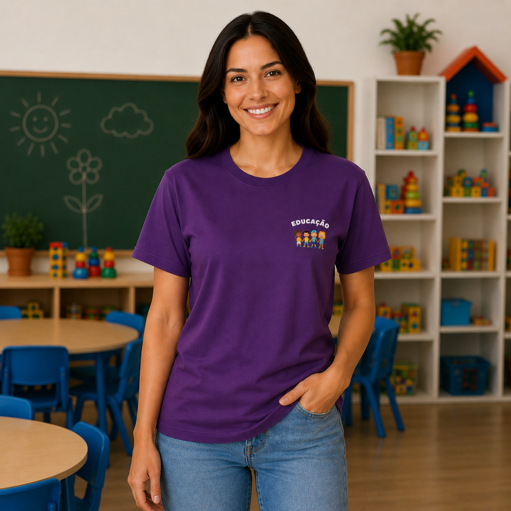 Camiseta Educação Infantil Pedagogia Professores Educadores Diversas Cores Escola Ensinar Uniforme Escolar