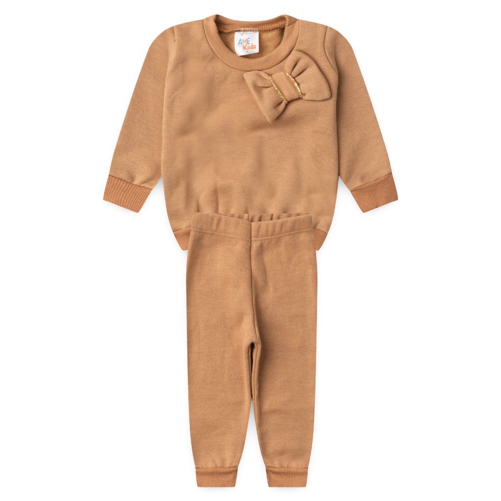 Conjunto Infantil Blusa e Calça Moletom - Caramelo - Ame Kids