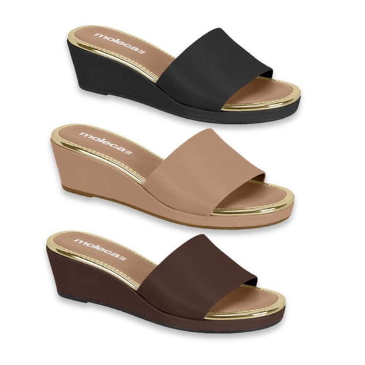 Tamanco Feminino Moleca Salto Médio Anabela Casual Estiloso Slide Confortável Moderno Elegante