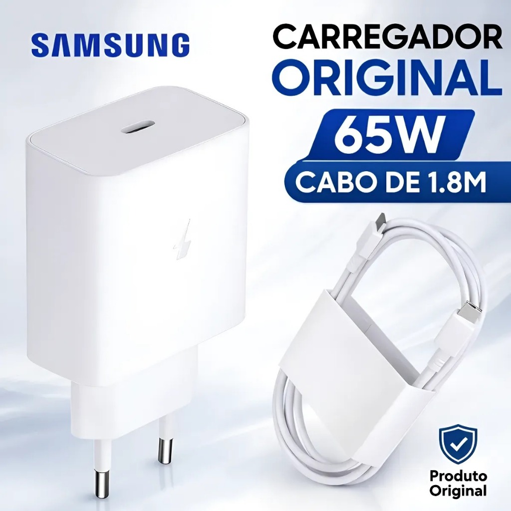 Carregador Original Samsung 65W Galaxy Book6 Pro USB-C Notebook
