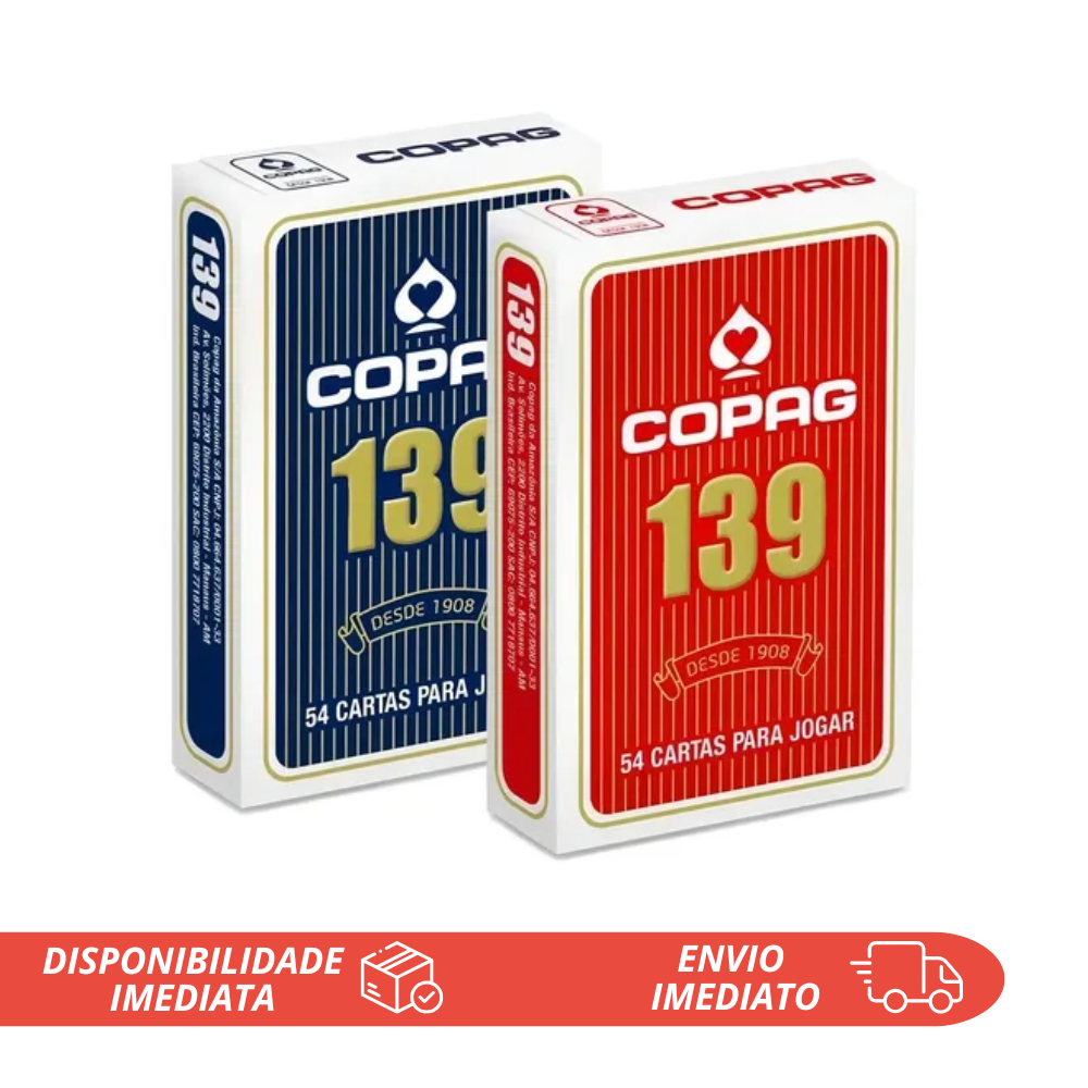 Baralhos Copag 139 Azul & Vermelho Naipe Convencional 54 Cartas (Primeira Linha)