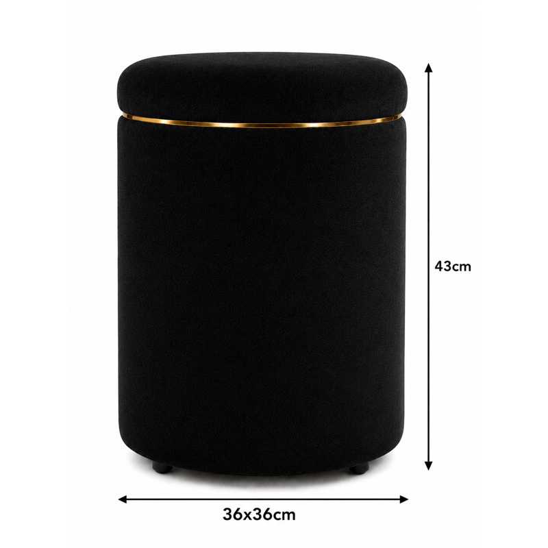 banqueta Redondo Grande Reforçado com cinto dourado Premium Provador banqueta Assento Sala Luxo Decoração Descanso Pé