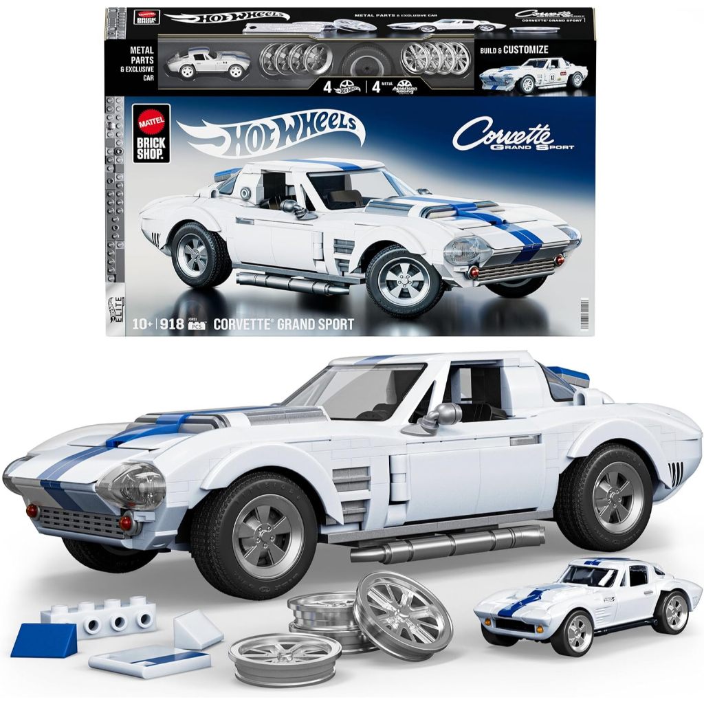 Mattel Brick Shop Hot Wheels - Jogo de Construção Elite '63 Corvette Grand Sport 10 anos