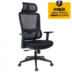 Cadeira de Escritório Dr. Office Work Pro, Ajustável, Mesh, Reclinável, Preta, DR-CH-WKPR2DB