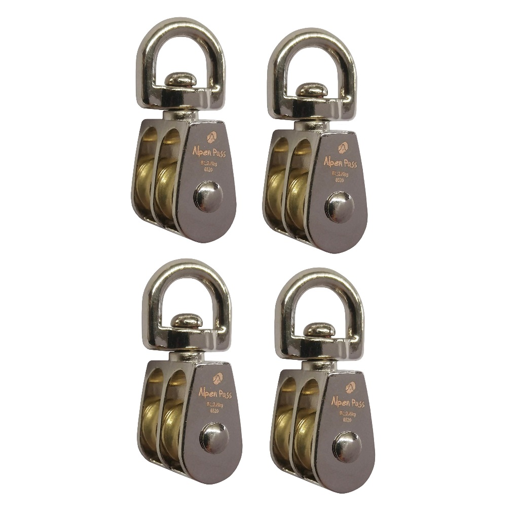 Roldana Giratória Dupla Mini de Aço Niquelado 15mm - kit com 4