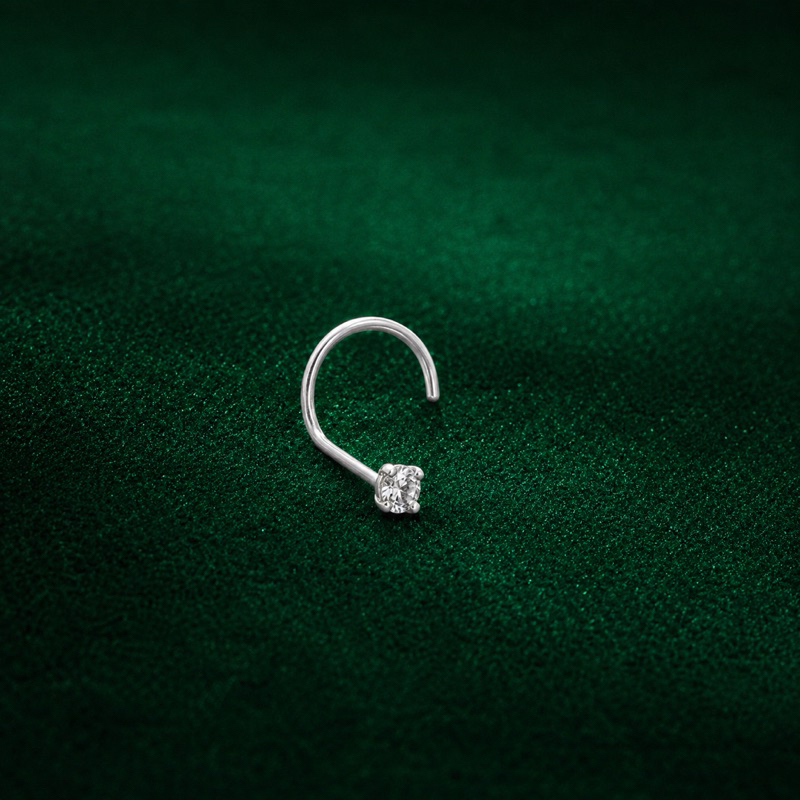Piercing Nariz Prata 925 Pedrinha Transparente Minimalista Delicado