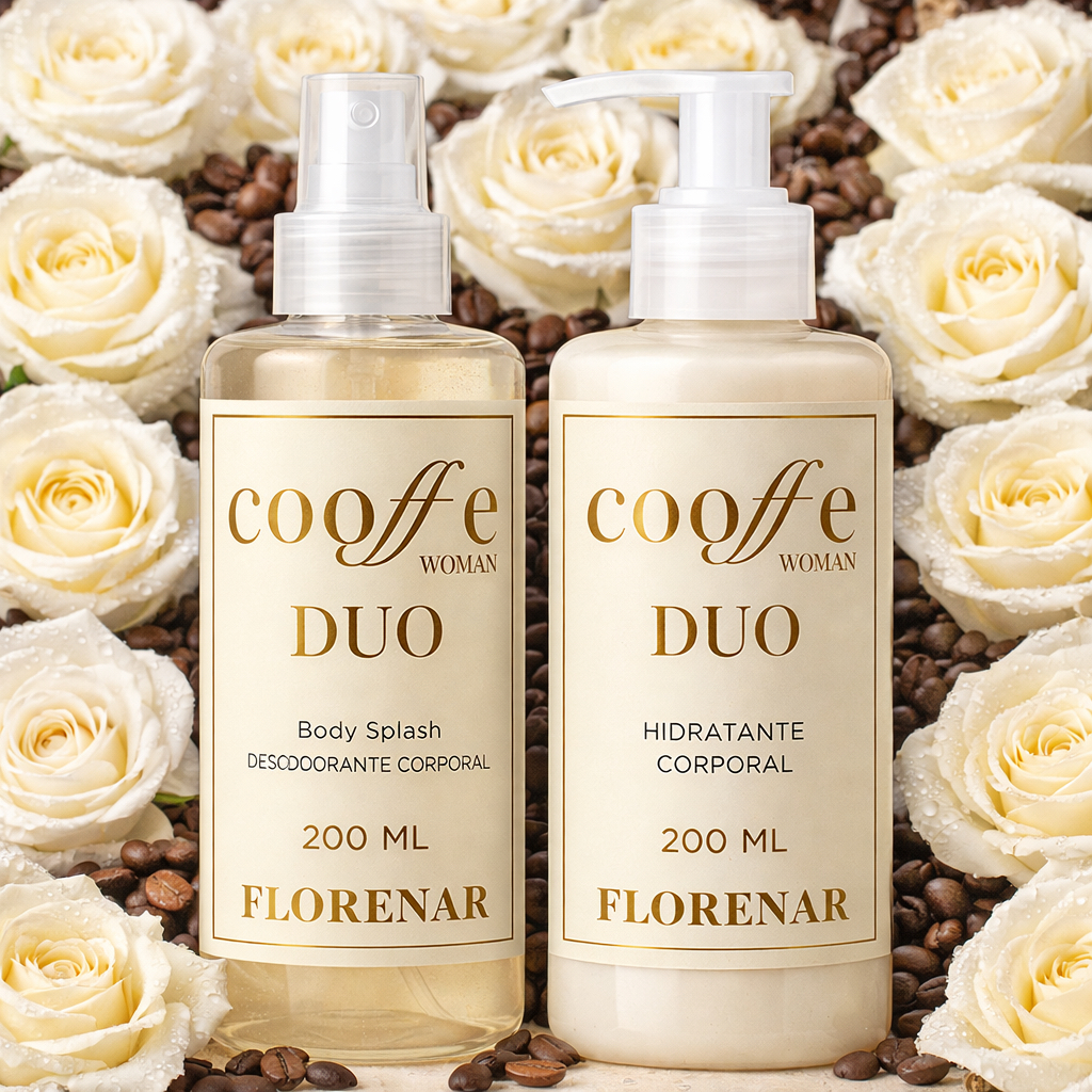 Kit feminino Body Splash Coffe Duo com gliter 200Ml + 1 Hidratante Corporal 200ml cada