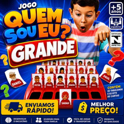 Jogo Quem Sou Grande Carta Tabuleiro Cara Cara Infantil Diversão Família Educação Brinquedo Desafio