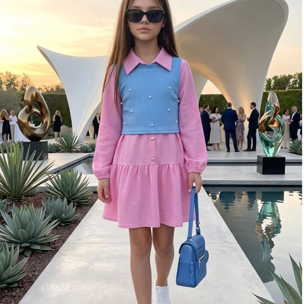 vestido e blusa canelada pérola 2 peças estilo camisa elegante manga longa veste 3,4,5,6,7,8anos