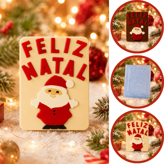 1~10 Forma Simples Placa Feliz Natal 183 (i2) em Acetato BWB Para Bombom e Doces Para Natal. (CHOCO)