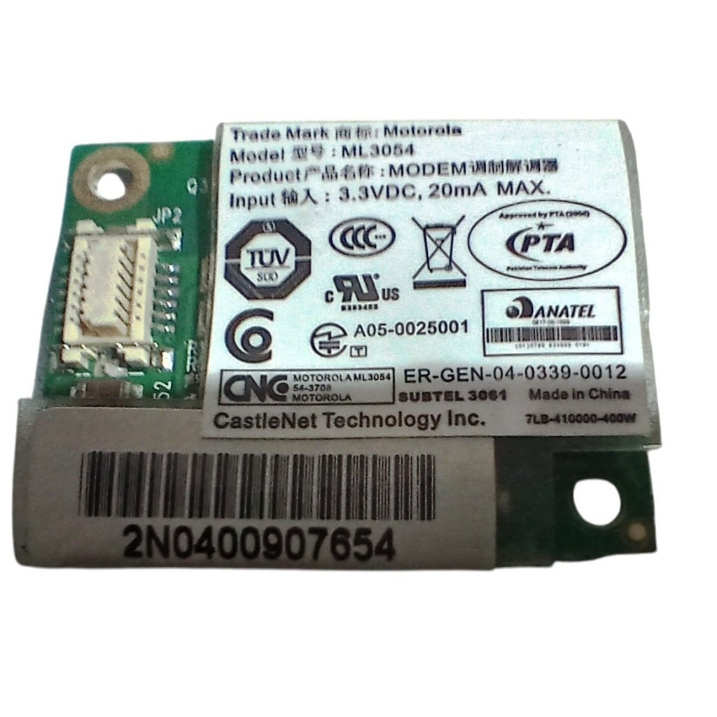 PLACA BLUETOOTH / MODEM NOTEBOOK ITAUTEC INFOWAY NOTE N8645 ML3054 NÚMERO DE SÉRIE 4003676100060