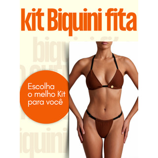kit Biquíni fita Bronze  fio dental alças ajustaveis com 2,3 e 4 conjuntos Cores Variadas